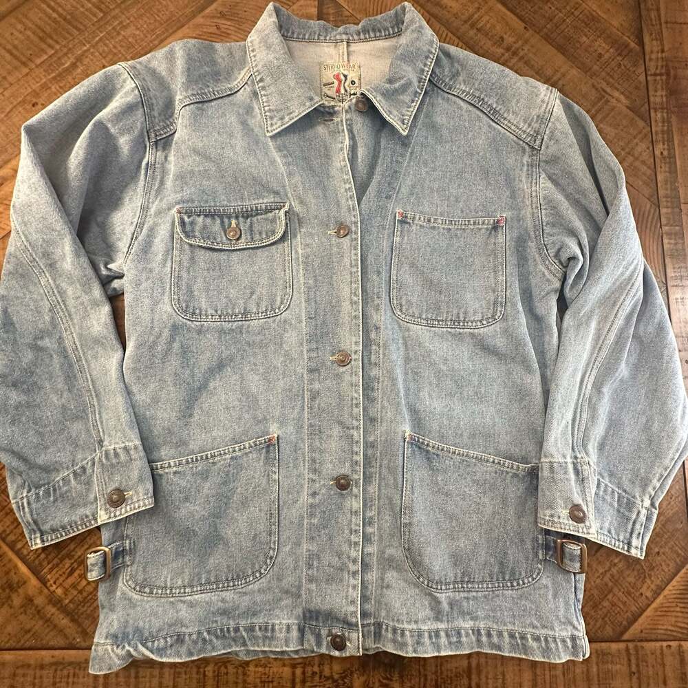 Vintage Studio Wear Denim Chore Coat Utility Jacket Large